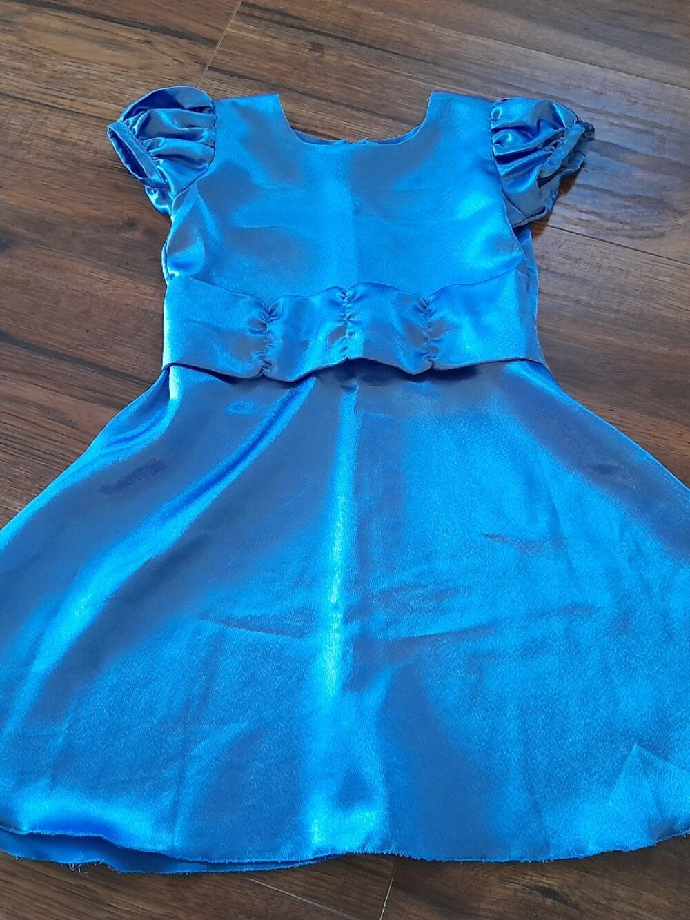 Vintage Baby Dress Blue Satin Handmade Toddler Amish Mennonite